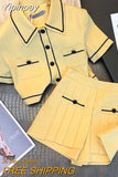 Yipinpay Women's Summer Shorts Sets Luxury Korean Hight Waist New In Matching Sets Chic and Elegant Casual Top Shorts Two-piece Set