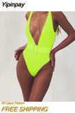 Yipinpay Cut Swimwear Women 2023 Solid One Piece Swimsuit Female High Waist Monokini V-Neck Sexy Bathing Suit Swim Suit Black Red