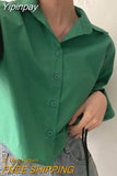 Yipinpay Split Loose Lapel Short Long Sleeved Blouse Blusas Mujer Casual White Shirt Women Roupas Femininas Wild Tops OL Shirts