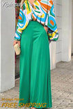 Yipinpay 2023 Summer Loose Large Size Casual Printed Shirt Top Wide Leg Pants Two Piece Set Female Suit Fashion Outfits