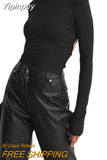 Yipinpay Backless Bandage Crop Tops Women Casual Ribbed Short T-Shirts Fall Spring Solid Color Long Sleeve O-Neck Skinny Tees