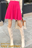 yipinpay 2023 Autumn Winter Short Pleated Knitted Skirts Women Kawaii High Waist Mini A-line Skirt Girls Slim Elegant Faldas