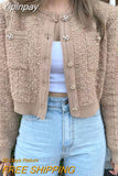 Yipinpay De Mujer Cropped Cardigan Women Sweet Pull Femme Female Pink Cardigan Coat Korean Fashion Knitted Cardigan Feminino