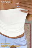 Yipinpay Women's Y2K Tube Crop Tops Tight Fitted Sleeveless Strapless Off Shoulder Striped Backless Bandeau for Party Club