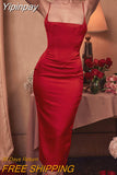 Yipinpay Quality Sexy Midi Dress Women 2023 New Arrivals Red Slip Dress Bodycon Dress Satin Fashion Party Night Black Robes