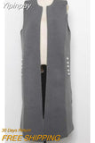 Yipinpay Long Vest Black Cardigan Chalecos Mujer Autumn Winter Waistcoat Women 2023 Chic Colete Feminino Jackets Y2k Coats