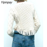Yipinpay Spring Women Patchwork Knitted Sweater Coats 2023 Solid Single Breasted Cardigan Tops Female Long Sleeve O-Neck Top