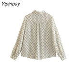 Yipinpay Women Summer Fashion Geometric Skirts Sets With Belt 2023 Female Elegant Single Breasted Shirts Mid-Calf A-Line kirts