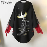 Yipinpay Winter Women Hoodies Chinese style Fashion Lace-up Embroidery Pullovers Oversize Plus size female tops women clothing