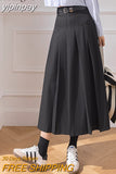 yipinpay Elegant High Waist Suit Skirts Women With Belt Chic Casual Korean Fashion Black Slim Office Ladies A-line Skirt Summer