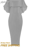yipinpay 2023 Bling Glitter Elegant Party Evening Maxi Dress Y2K Bodycon Sexy Women Summer Off Shoulder Ruffles Solid Long Dresses