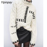 Yipinpay Autumn Winter Sweet Women Knitted Sweater 2023 Thicken Long Sleeve Female Pullover Simple Vintage Causal Warm Tops