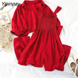 Yipinpay New Spring Women Set Korean style Fashion Loose Oversize Two piece set UPF clothes with jumpsuit Casual Female set