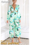 Yipinpay Fashion Floral Print Cut Out Jumpsuit Women Casual V-Neck Hollow Out One Piece Suit Elegant Puff Sleeve Waistless Outfit