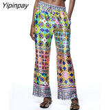 Yipinpay 2pcs Summer Women Plaid Pant Set 2023 X-Long Kimono Style Shirts With Belt+Drawstring Trousers Suit Female Casual Clothes