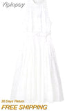 Yipinpay Cut Out White Dress Women Embroidery Long Dress Women Fairycore Summer Dresses Woman Elegant And Pretty Women's Dresses