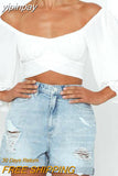 yipinpay Sleeve Top Women Tie Back Crop Top Y2K Square Neck T Shirt Slim Lantern Sleeve Tops New Year 2023 Fall Spring Woman Clothes