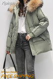 Yipinpay Fur Collar Down Jacket Women Winter 2023 Korean Fashion Warm Thicken Loose Padded Cotton Coat Female Loose Puffer Parkas