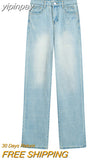 yipinpay Women's Baggy Jeans 2023 Vintage Fashion Classic Wide Leg Denim Pants Female Street Casual Korean Harajuku Chic Jean