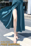 yipinpay Women Wrap Skirt Summer Beach Boho Sexy Casual One-piece Midi Skirts Korean Fashion Solid Color Chic Faldas 9 Colors