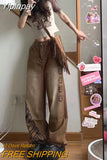 Yipinpay Streetwear Denim Trousers Female Egirl Hip Hop Low Rise Fairy Grunge Baggy Jeans Women Straight Gothic Pants Clothes