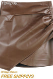 Yipinpay Future Traf Skirt Office Lady Above Knee Non Strech A Line Leather Mini Skirts Korean Version Fashion The Price Of