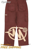 Yipinpay Cargo Pant Retro Street Trend Overalls Men 2023 New Fashion Casual Loose Straight Wide Leg Trouser Streetwear Men And Women