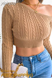 yipinpay Sweater Women One Shoulder Pullover Cut Out Long Sleeve Sweaters Fall Winter Clothes Jumper Female Streetwear Knitted Top