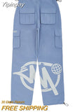 Yipinpay Pockets cargo pants High Waist Straight Joggers men and Women Baggy Pants New Vintage Harajuku Y2k Women Fashion
