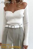yipinpay Winter Knitwear Women Square Neck Long Sleeve Knitted Autumn Y2K Pullover Sweater Tops Casual Sexy Slim Jumpers Sweater