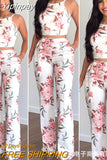 Yipinpay and American women's full-frame floral tight-fitting sling top suit trousers woman cloth female two pieces set pants