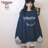 Yipinpay NEW Spring Autumn Women Hoodie Harajuku Korean Style Fashion Causal Cute Sleeve Oversize Female Hoodies Tops Kawaii
