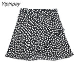 Yipinpay Summer Women Dot Printed Skirt 2023 Fashion Sexy Club A-line Short Dress High Street Beach Style Party Mini Skirts