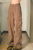 Yipinpay Vintage 90S Cargo Pants Women's Fashion Low Waist Trousers Autumn Overalls Baggy Straight Jeans Femme Fairycore