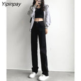 Yipinpay High Waist Mom Jeans Stretch Straight Vintage Casual Women Jeans Pants