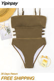 Yipinpay Women One Piece Swimsuit Female Bandeau Solid Swimwear For Women Backless Bathing Suit Swimming Suit Beachwear Monokini