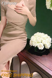 Yipinpay Hip Sexy Bandage Halter Short Sleeve Knitting Dress Bodycon Waist Elegant Empire Wild Vestidos Summer Women Dresses