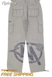 Yipinpay Pockets cargo pants High Waist Straight Joggers men and Women Baggy Pants New Vintage Harajuku Y2k Women Fashion