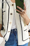 Yipinpay Twist Plait Chic Mink Cashmere Knitted Cardigan Autumn Elegant Ladies Soft Sweater Vintage Women Jacket Korean 2023 Tops