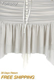 Yipinpay Fairy Grunge Tulle Mini Skirt Women 2023 Summer New Ruffle Irregular Bow Patchwork Low Waist Grey Y2K Skirt Gothic Style 920