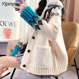 Yipinpay and Winter New Christmas Lamb Knitted Jacket Women 2023 New Korean Loose Lazy Jacket Female
