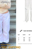 Yipinpay Pockets Cargo Pants Women Straight Loose Wide Leg Mom Jeans Vintage 90S Aesthetic Low Waist Streetwear Baggy Denim Trousers