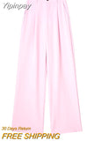 Yipinpay Gray Striped Pants Women High Waist Baggy Pants Woman Office Casual Summer Women's Pants Y2k Streetwear Wide Leg Trousers