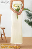 Yipinpay Women Sleeveless Backless Dress Solid Color Strapless Elegant Fashion Cocktail Party Wedding Banquet Dress Street Style S-XL