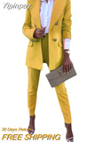 Yipinpay Piece Women Sets New Arrival Summer Autumn Matching Sets Solid Two Pieces Sets Top And Pants Suits Outfits Clothing 2023