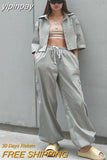 yipinpay Wide Leg Pants Women Trousers Streetwear Y2K Clothes Loose Drawstring Pockets Cargo Pants Straight High Waist Trousers