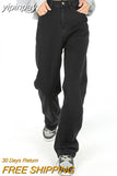yipinpay Baggy Black Women's Jeans Straight Loose High Waist Trousers Streetwear Classic Casual Fashion Mom Denim Wide Leg Pants