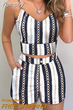 Yipinpay Print Suit Two-piece Women's Tropical Print Suspender Top and Fashionable Street Casual Shorts Suit Female Summer