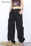 Yipinpay Retro Multi-Pocket Overalls Women's Y2K Street Hip-Hop Casual Pants Unisex Trend Loose Straight Leg Overalls Women's