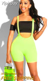 Yipinpay Fashion Womens Spandex Bib Shorts 2023 Summer Casual Solid Color High Waist Rompers Trousers